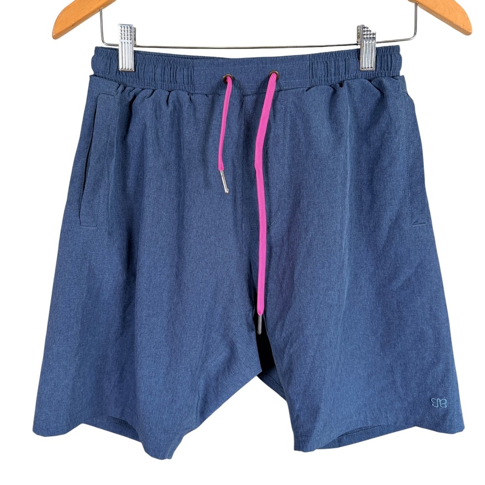 Albion Lined‎ Athletic Shorts Mens 32 Blue Heathered Pink Drawstring Trunks